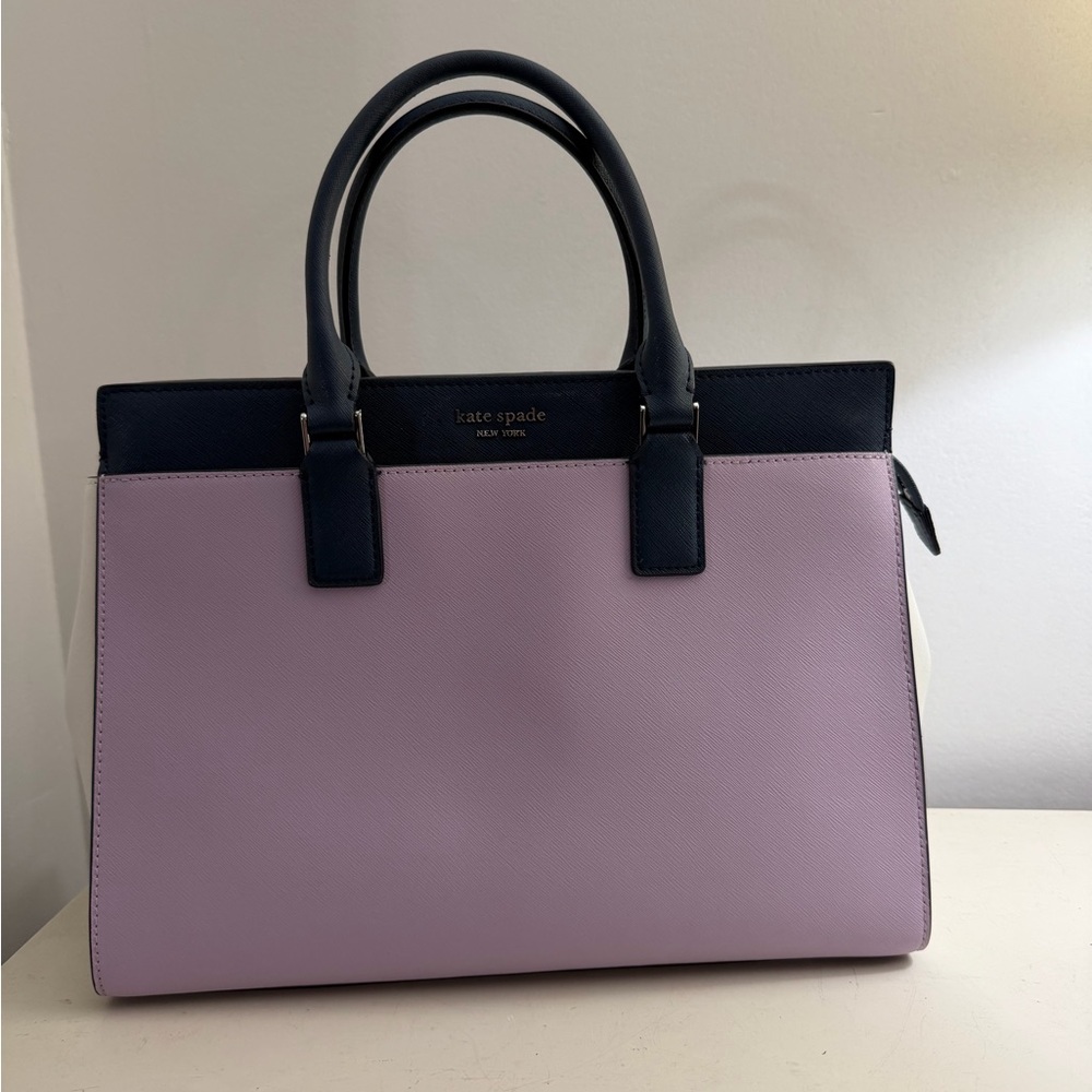 Kate Spade Large Cameron Satchel Lavender, Navy & White - Picture 2 of 10